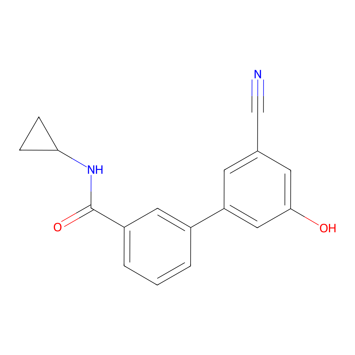 3-Cyano-5-[3-(cyclopropylaminocarbonyl)phenyl]phenol molecular structure, CAS 1261965-19-8
