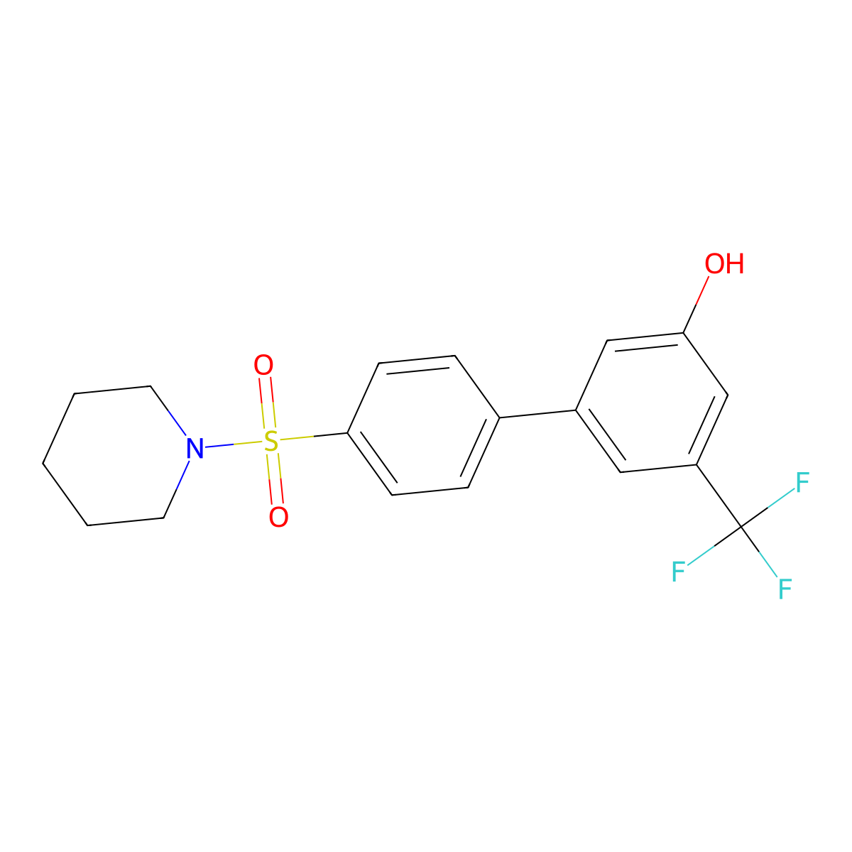 5-[4-(Piperidin-1-ylsulfonyl)phenyl]-3-trifluoromethylphenol molecular structure, CAS 1261965-22-3