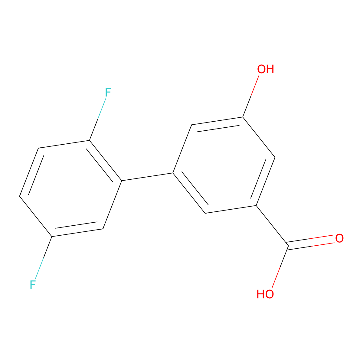3-(2,5-Difluorophenyl)-5-hydroxybenzoic acid molecular structure, CAS 1261965-23-4
