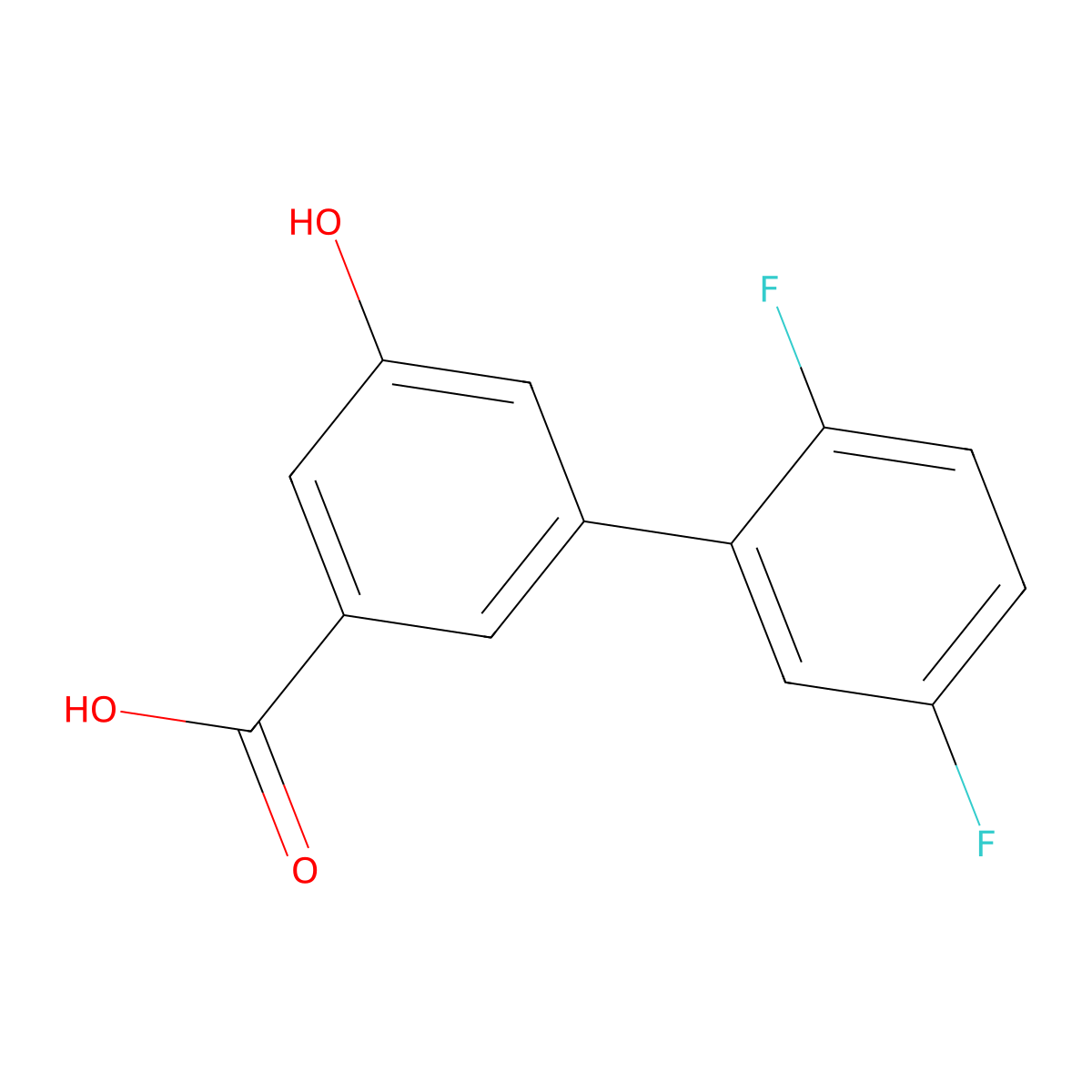 3-(2,5-Difluorophenyl)-5-hydroxybenzoic acid molecular structure, CAS 1261965-23-4