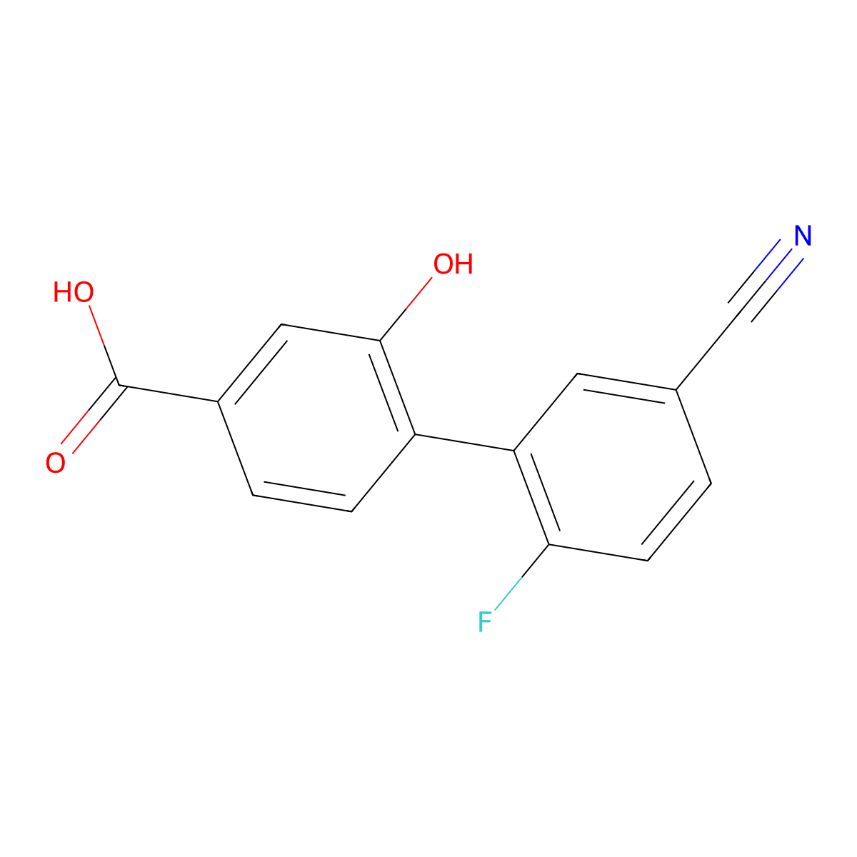 4-(5-Cyano-2-fluorophenyl)-3-hydroxybenzoic acid molecular structure, CAS 1261965-41-6