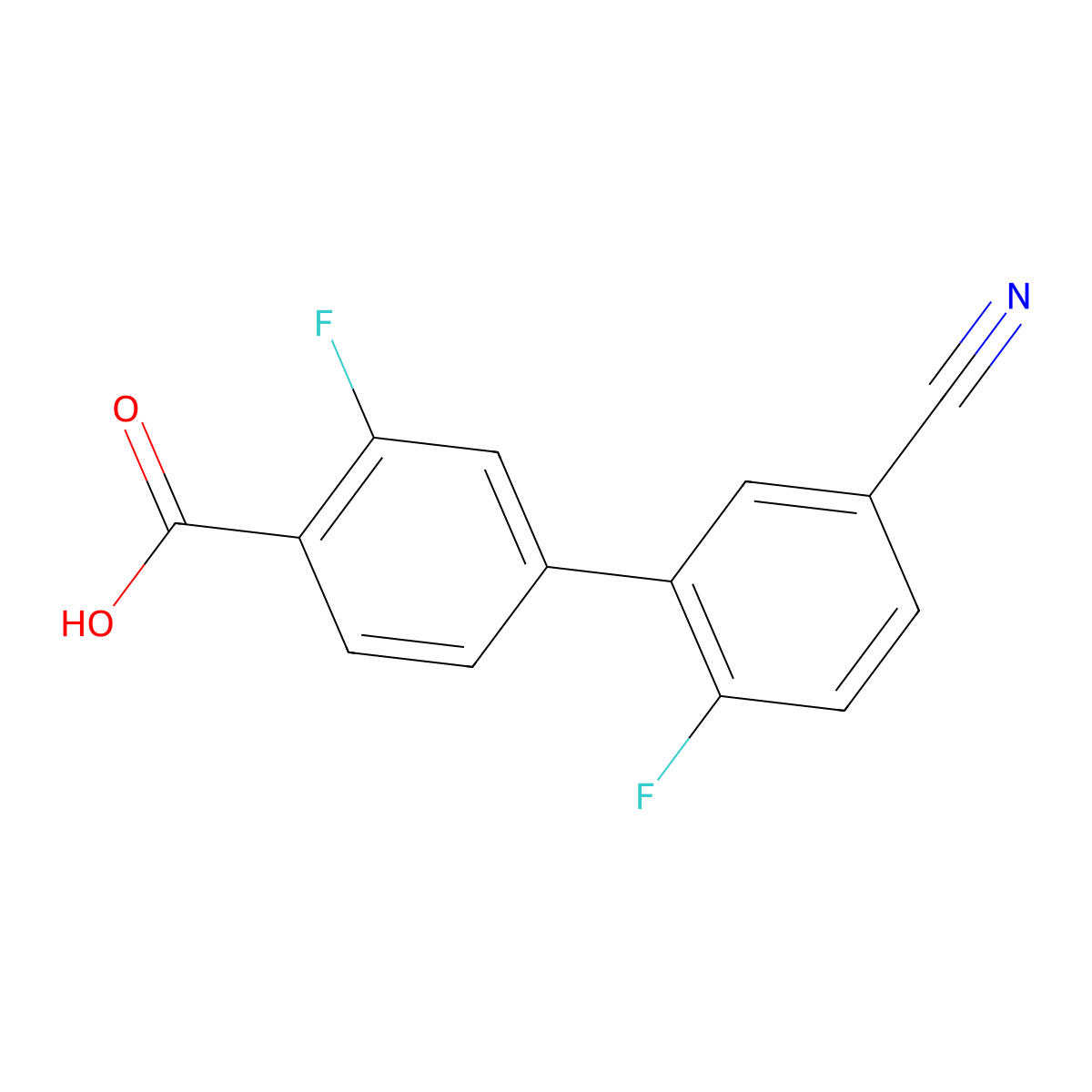 4-(5-Cyano-2-fluorophenyl)-2-fluorobenzoic acid molecular structure, CAS 1261965-49-4