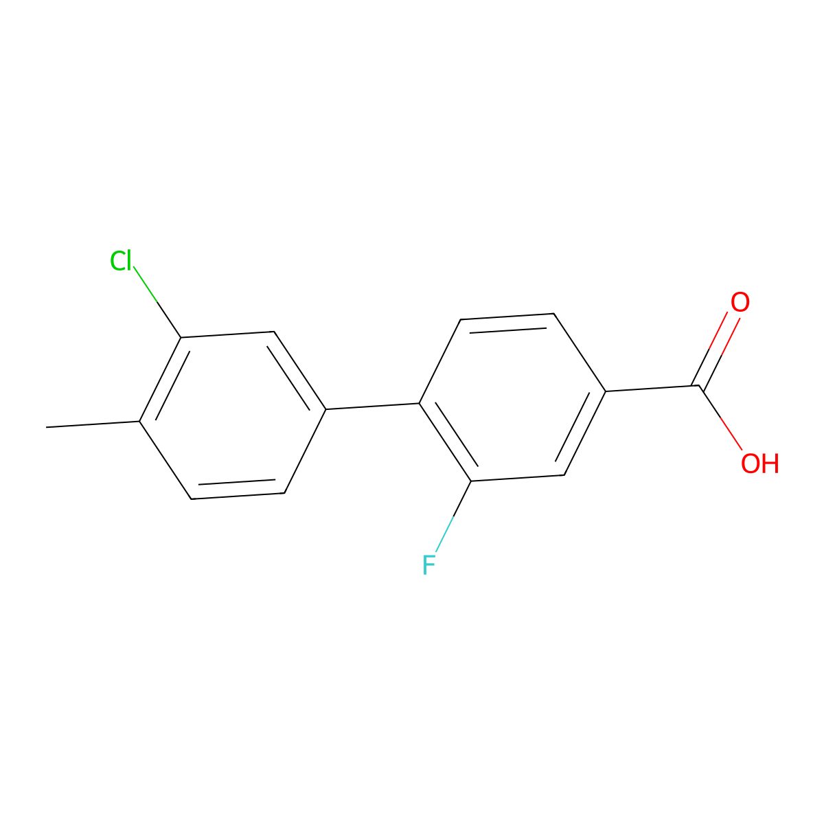 4-(3-Chloro-4-methylphenyl)-3-fluorobenzoic acid molecular structure, CAS 1261965-53-0