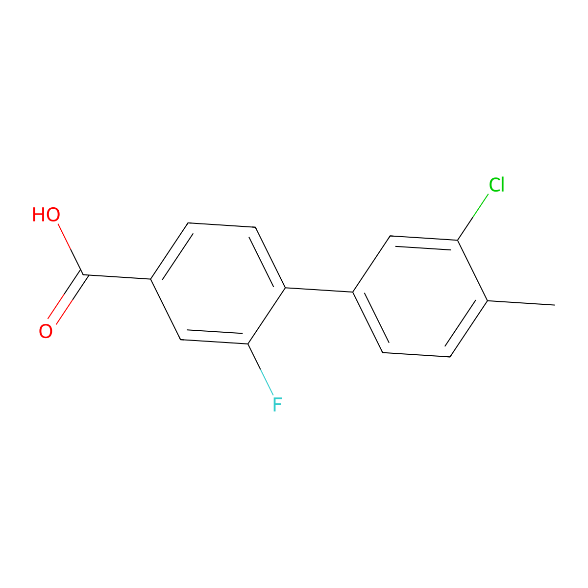 4-(3-Chloro-4-methylphenyl)-3-fluorobenzoic acid molecular structure, CAS 1261965-53-0