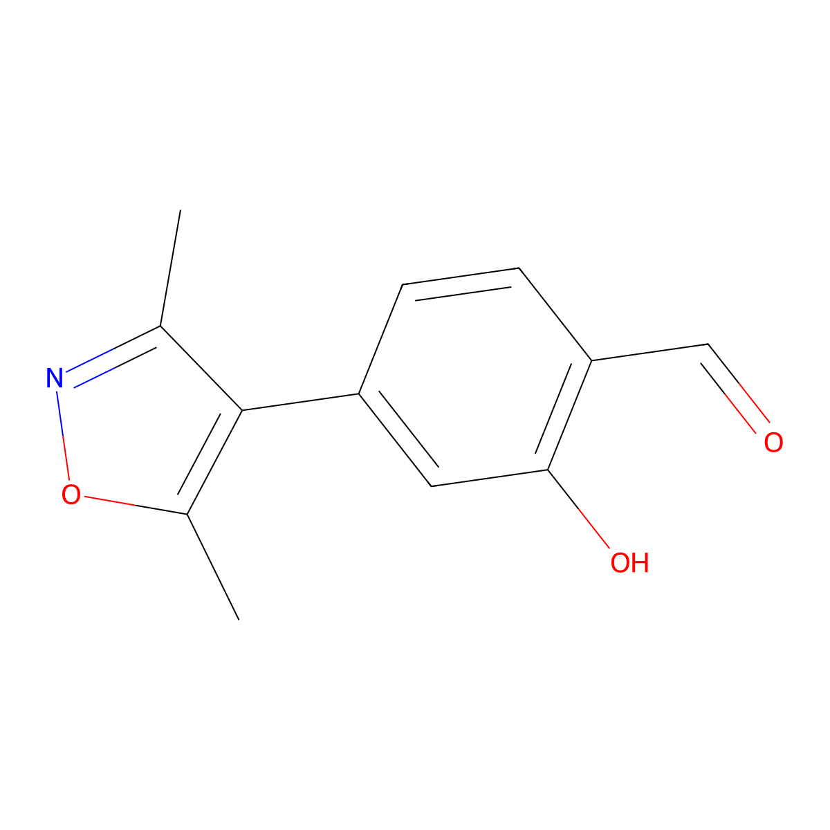 4-(3,5-Dimethyl-1,2-oxazol-4-yl)-2-hydroxybenzaldehyde molecular structure, CAS 1261965-58-5