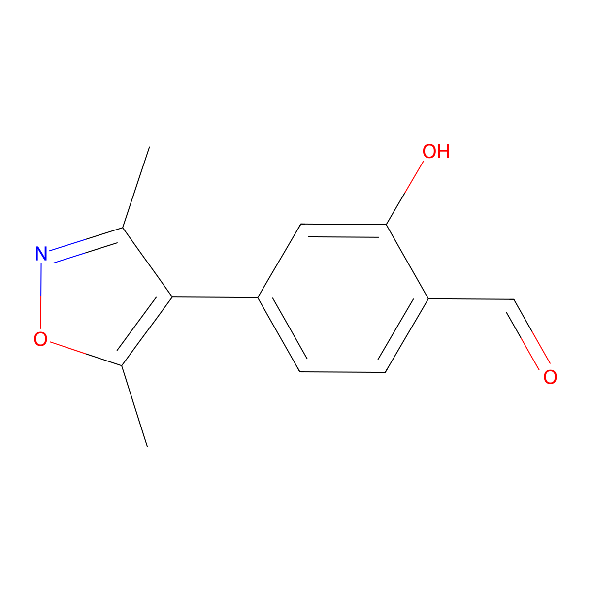 4-(3,5-Dimethyl-1,2-oxazol-4-yl)-2-hydroxybenzaldehyde molecular structure, CAS 1261965-58-5