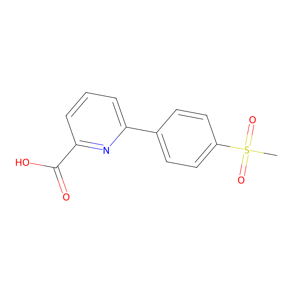 6-(4-Methylsulfonylphenyl)picolinic acid molecular structure, CAS 1261965-64-3