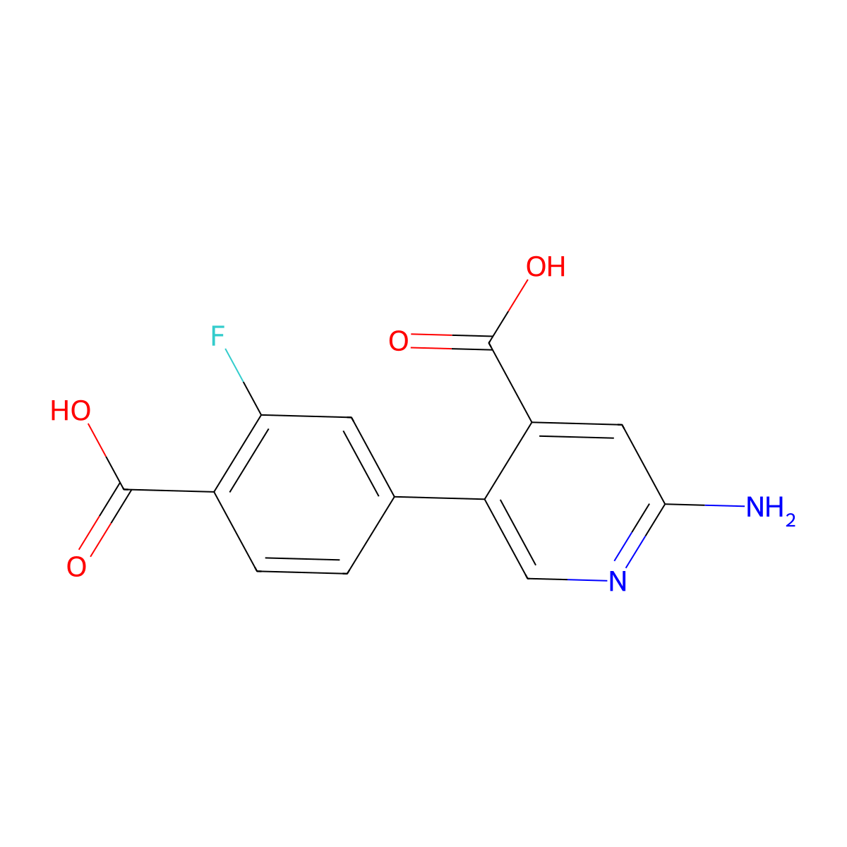 2-Amino-5-(4-carboxy-3-fluorophenyl)pyridine-4-carboxylic acid molecular structure, CAS 1261965-67-6