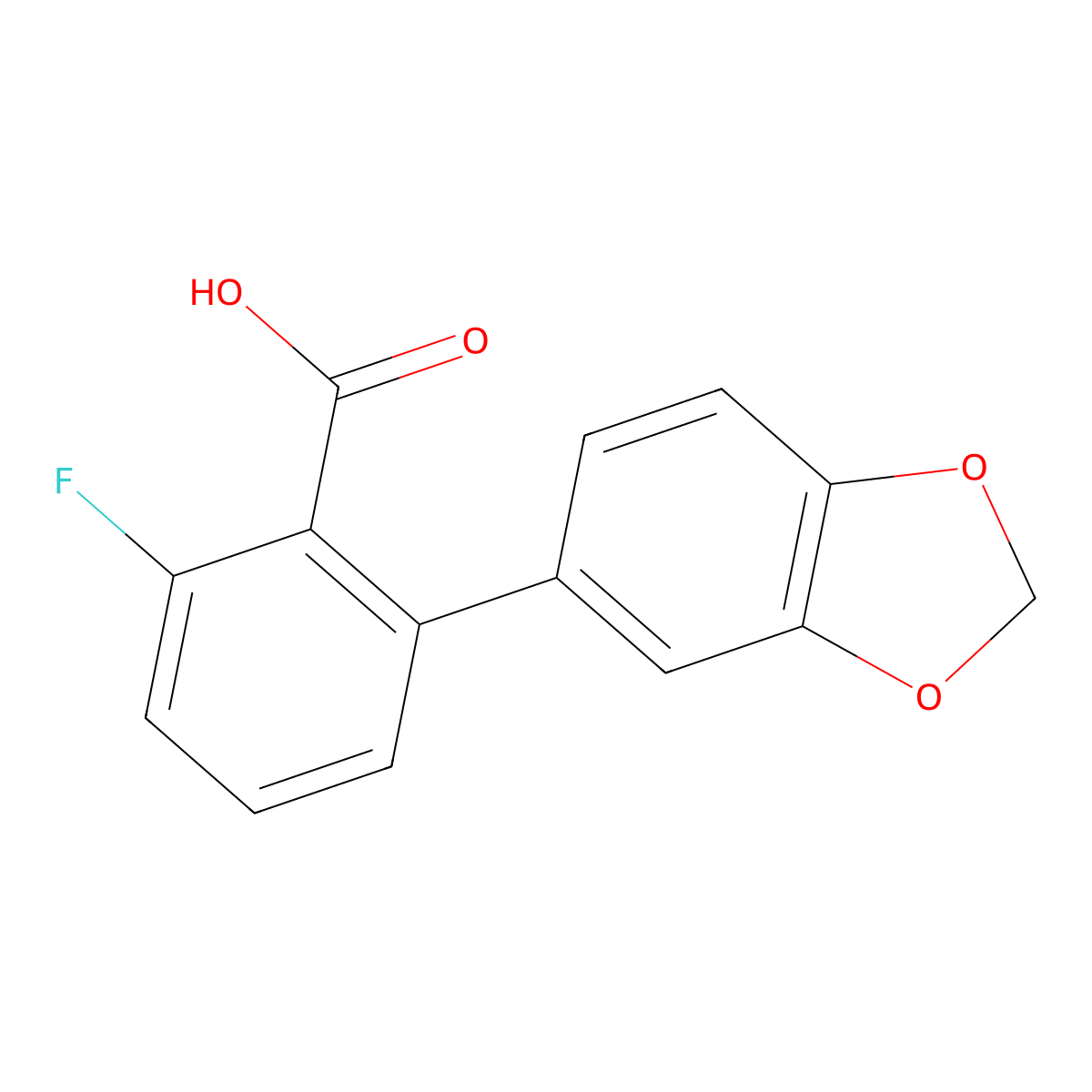 6-Fluoro-2-(3,4-methylenedioxyphenyl)benzoic acid molecular structure, CAS 1261965-94-9