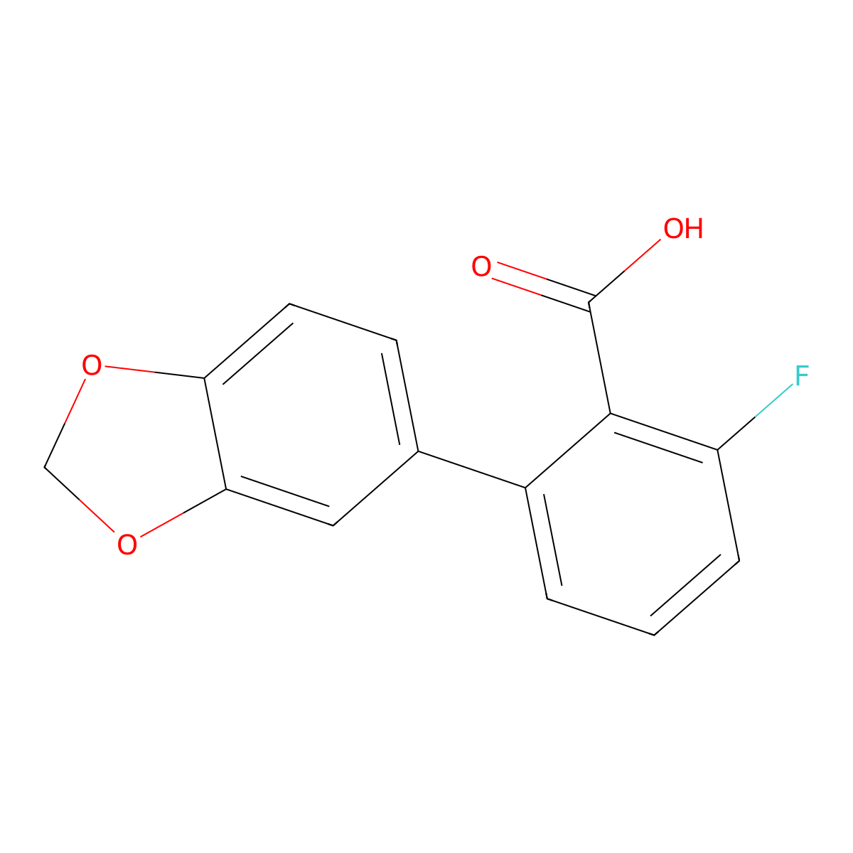 6-Fluoro-2-(3,4-methylenedioxyphenyl)benzoic acid molecular structure, CAS 1261965-94-9