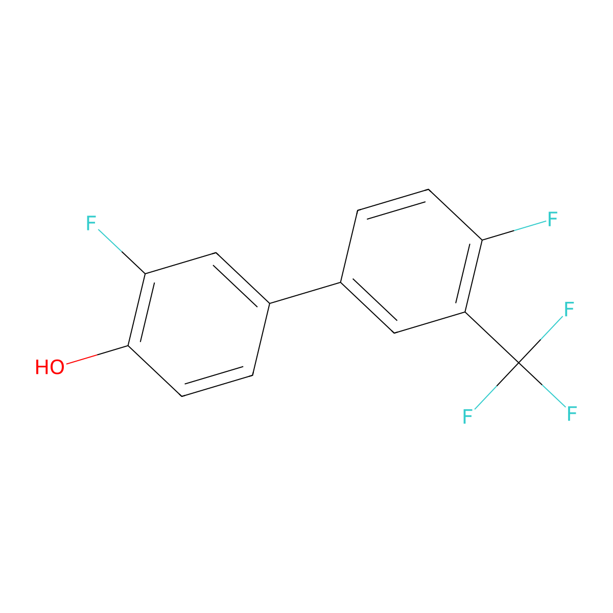 2-Fluoro-4-(4-fluoro-3-trifluoromethylphenyl)phenol molecular structure, CAS 1261965-99-4