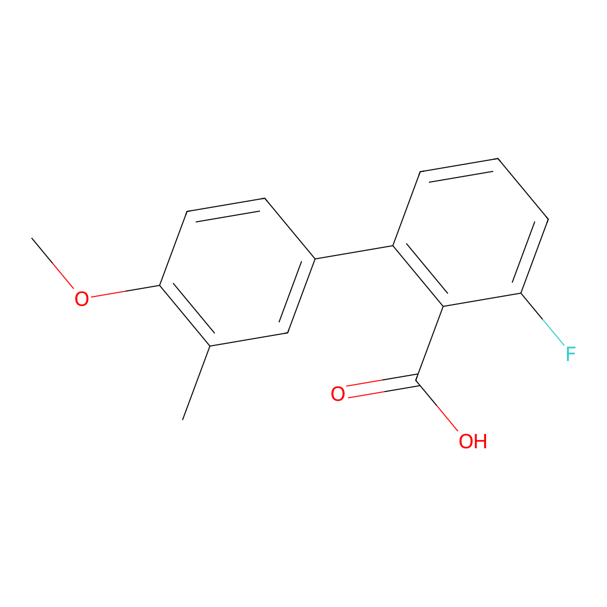6-Fluoro-2-(4-methoxy-3-methylphenyl)benzoic acid molecular structure, CAS 1261966-02-2