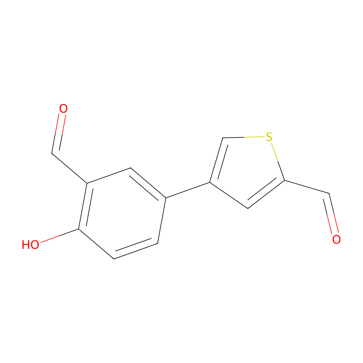 4-(3-Formyl-4-hydroxyphenyl)thiophene-2-carbaldehyde molecular structure, CAS 1261966-03-3