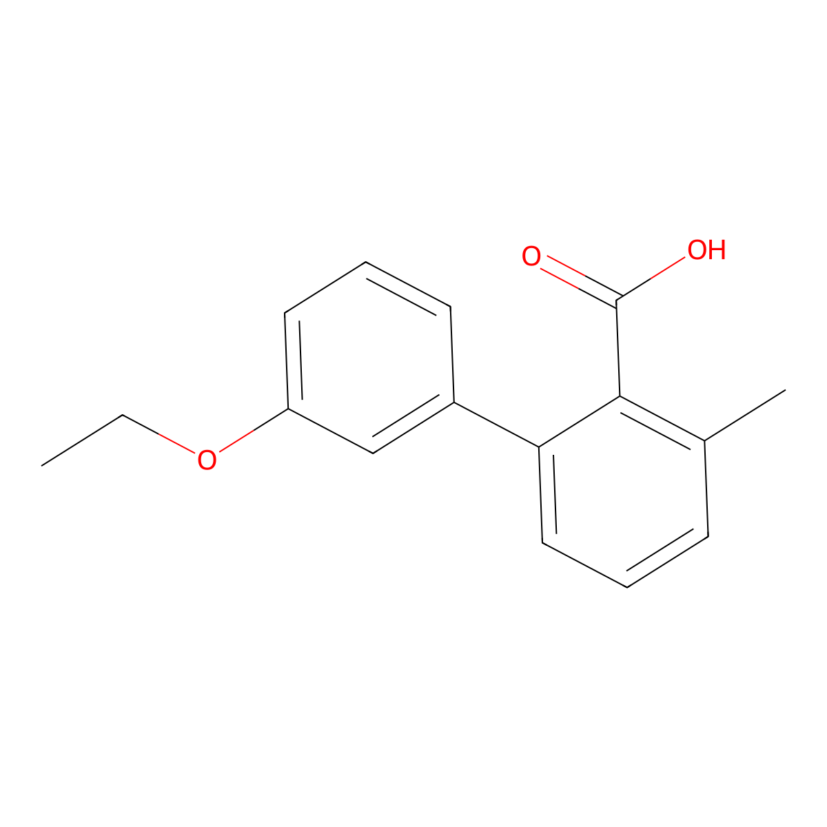 2-(3-Ethoxyphenyl)-6-methylbenzoic acid molecular structure, CAS 1261966-14-6