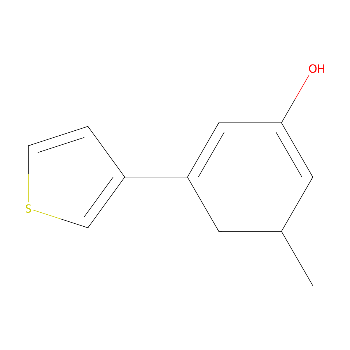 3-Methyl-5-(thiophen-3-YL)phenol molecular structure, CAS 1261966-48-6