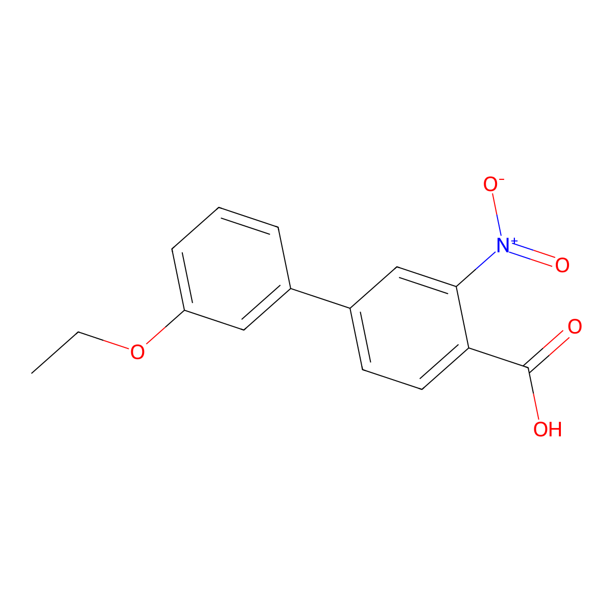 4-(3-Ethoxyphenyl)-2-nitrobenzoic acid molecular structure, CAS 1261966-50-0