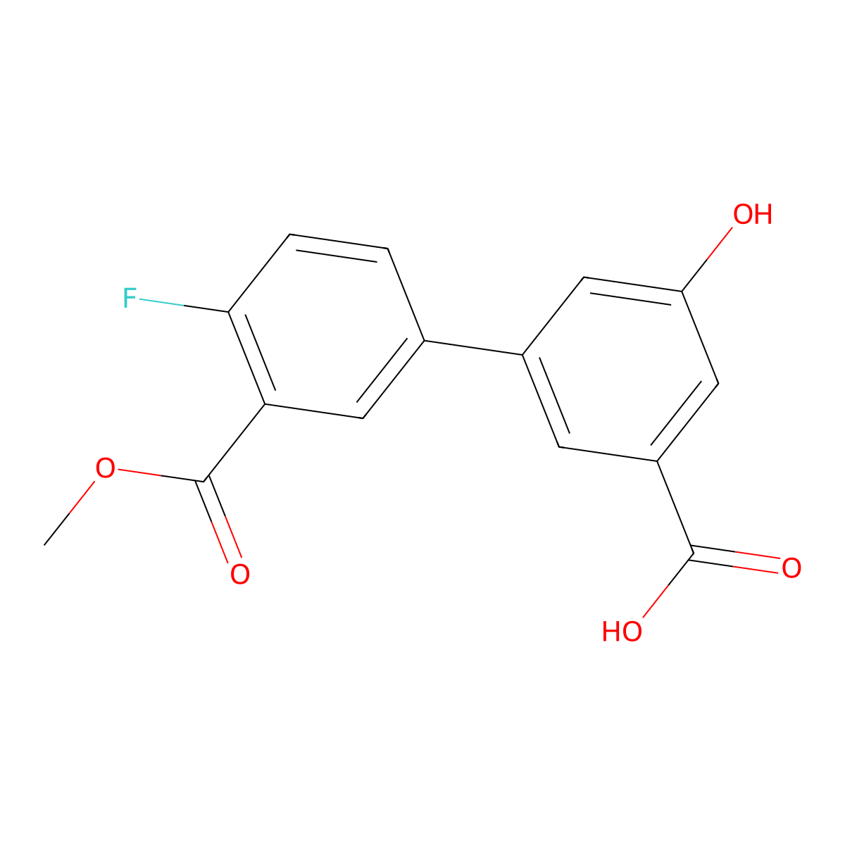 3-(4-Fluoro-3-methoxycarbonylphenyl)-5-hydroxybenzoic acid molecular structure, CAS 1261966-54-4