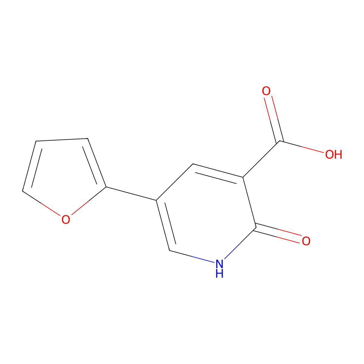 5-(Furan-2-yl)-2-oxo-1,2-dihydropyridine-3-carboxylic acid molecular structure, CAS 1261966-55-5