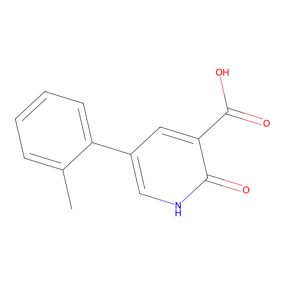 2-Hydroxy-5-(2-methylphenyl)nicotinic acid molecular structure, CAS 1261966-59-9