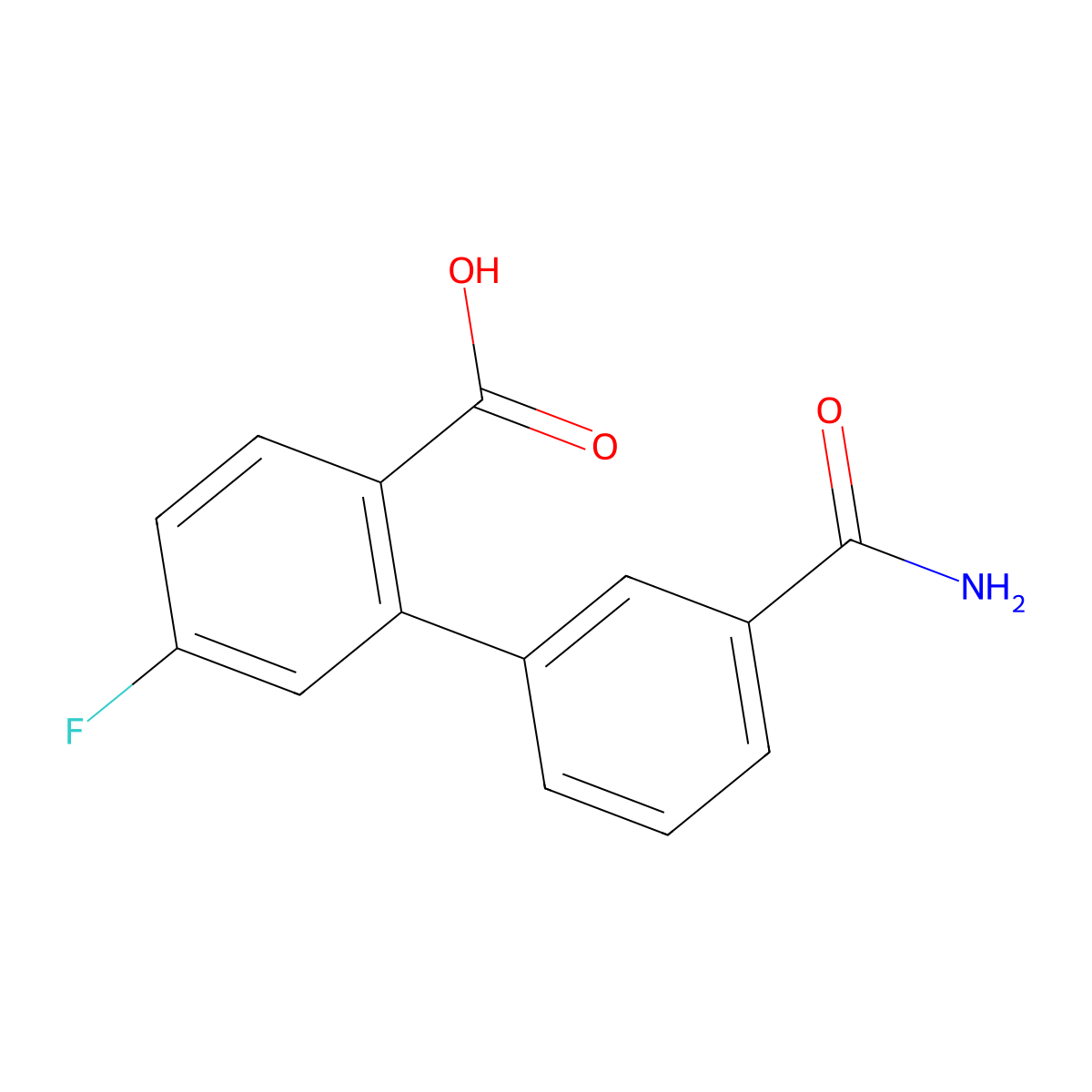 2-(3-Aminocarbonylphenyl)-4-fluorobenzoic acid molecular structure, CAS 1261966-76-0