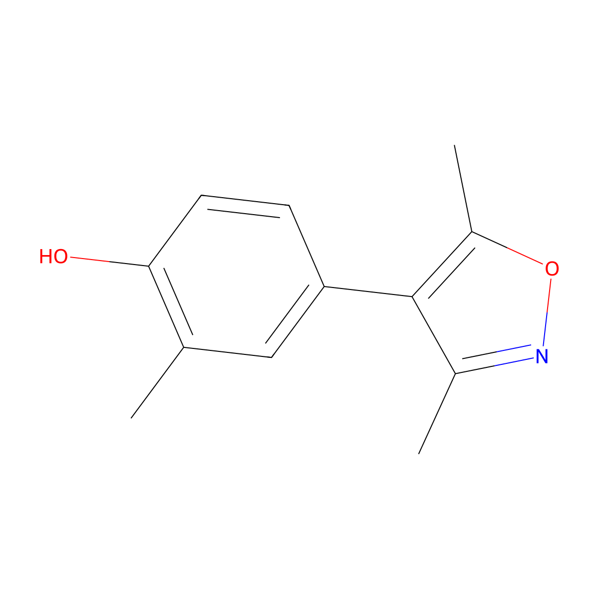 4-(3,5-Dimethyl-1,2-oxazol-4-yl)-2-methylphenol molecular structure, CAS 1261966-77-1