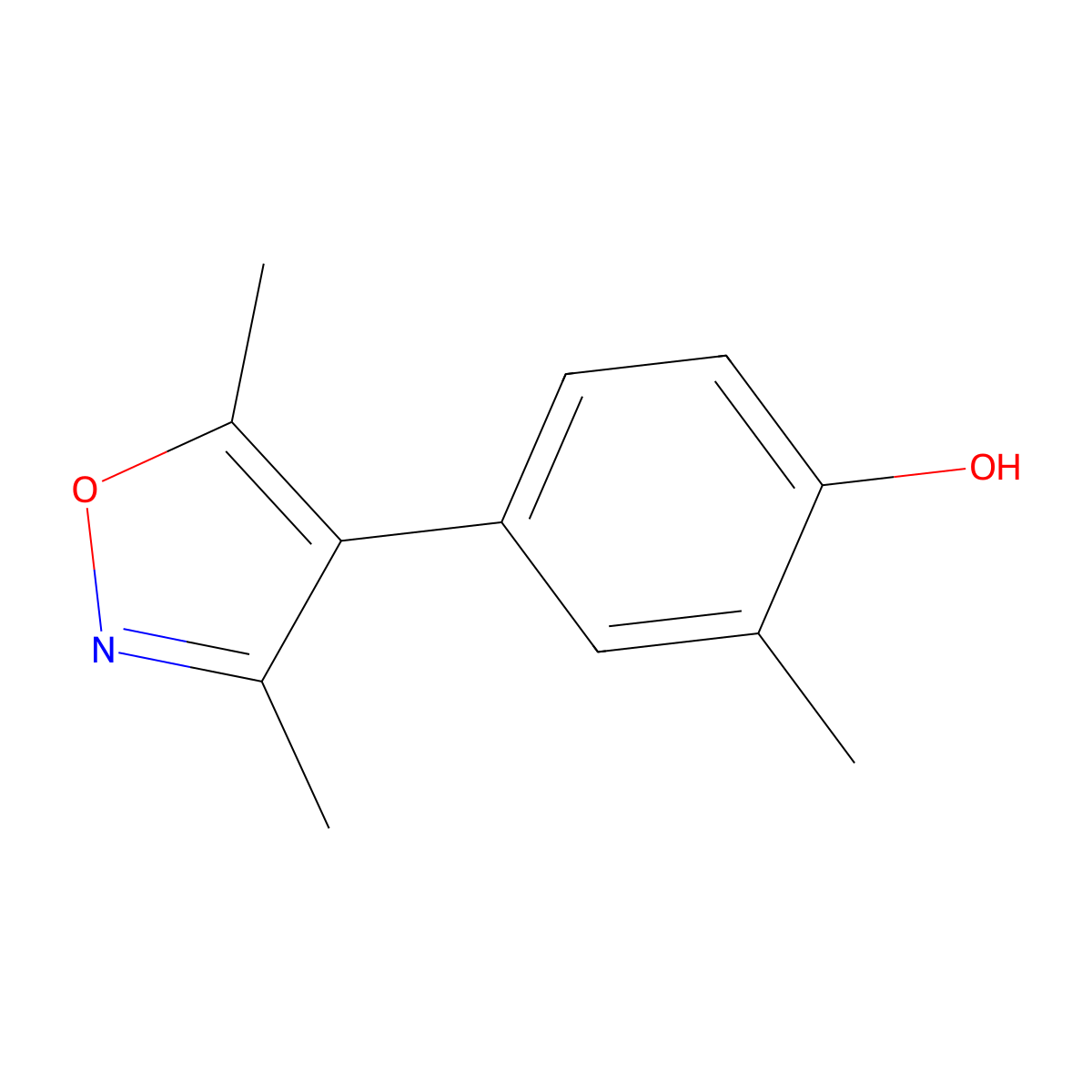 4-(3,5-Dimethyl-1,2-oxazol-4-yl)-2-methylphenol molecular structure, CAS 1261966-77-1