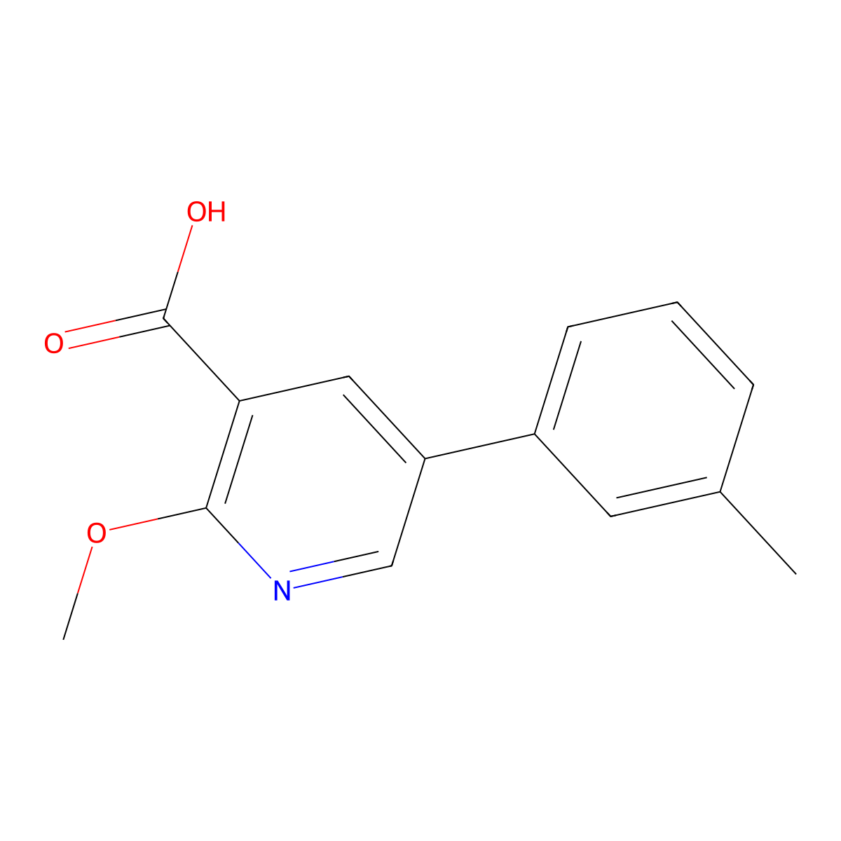 2-Methoxy-5-(3-methylphenyl)nicotinic acid molecular structure, CAS 1261966-83-9