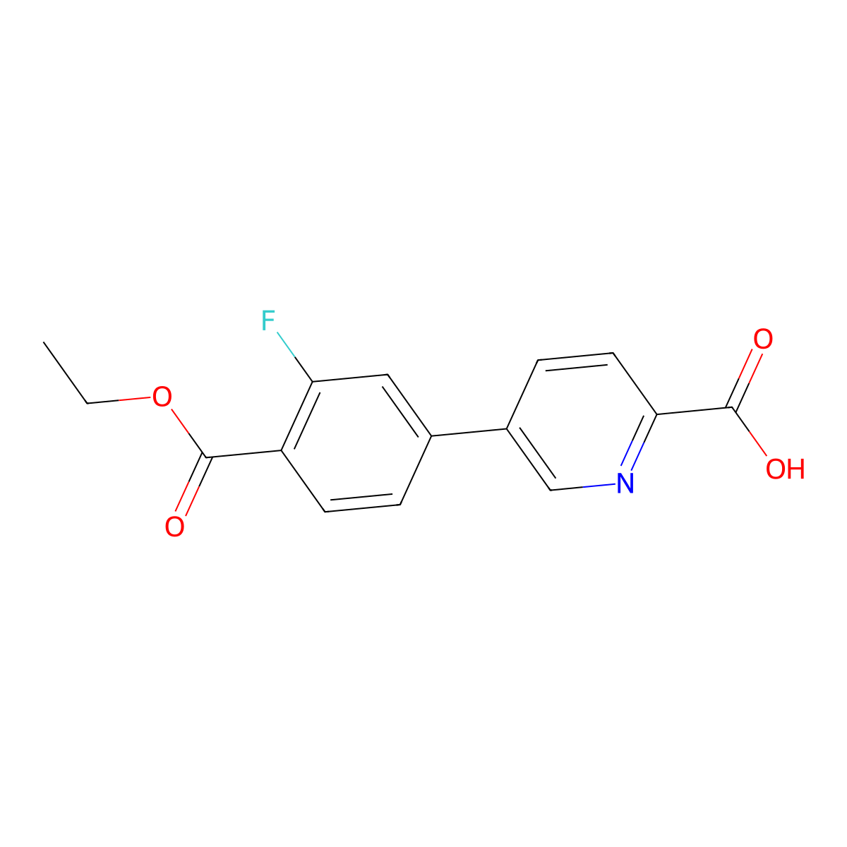 5-[4-(Ethoxycarbonyl)-3-fluorophenyl]picolinic acid molecular structure, CAS 1261966-84-0