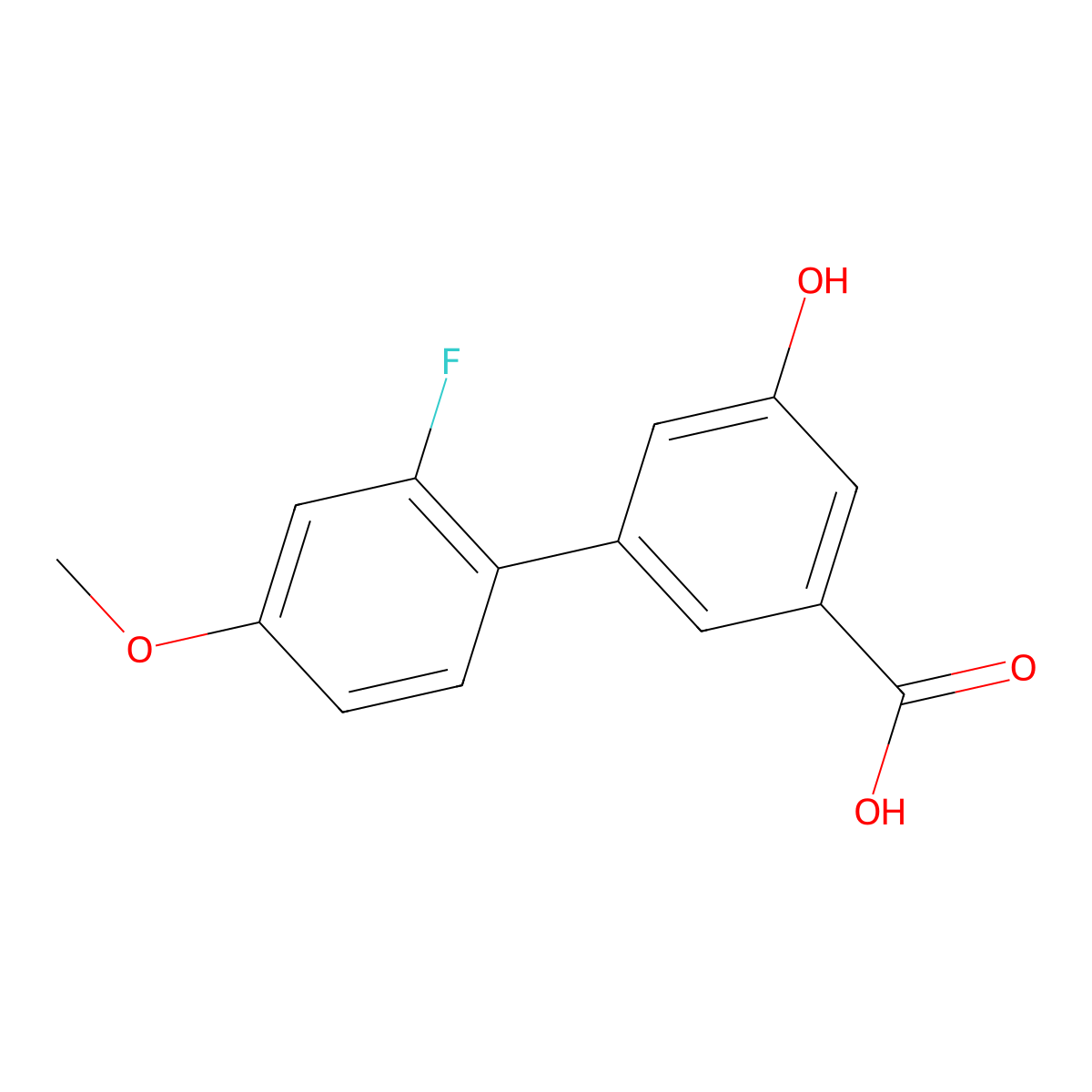 3-(2-Fluoro-4-methoxyphenyl)-5-hydroxybenzoic acid molecular structure, CAS 1261966-91-9