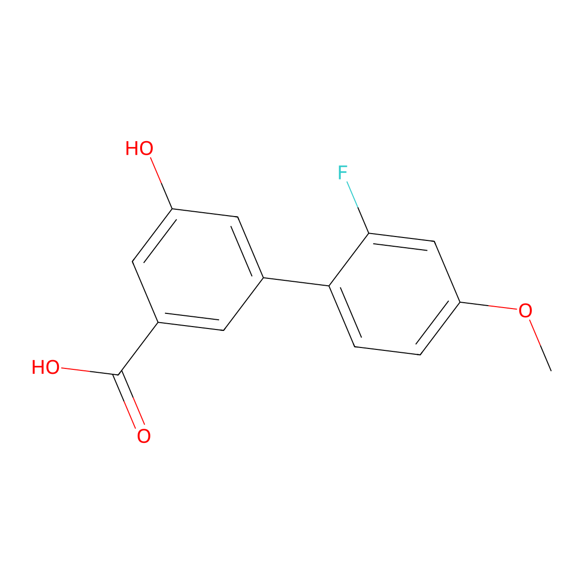 3-(2-Fluoro-4-methoxyphenyl)-5-hydroxybenzoic acid molecular structure, CAS 1261966-91-9