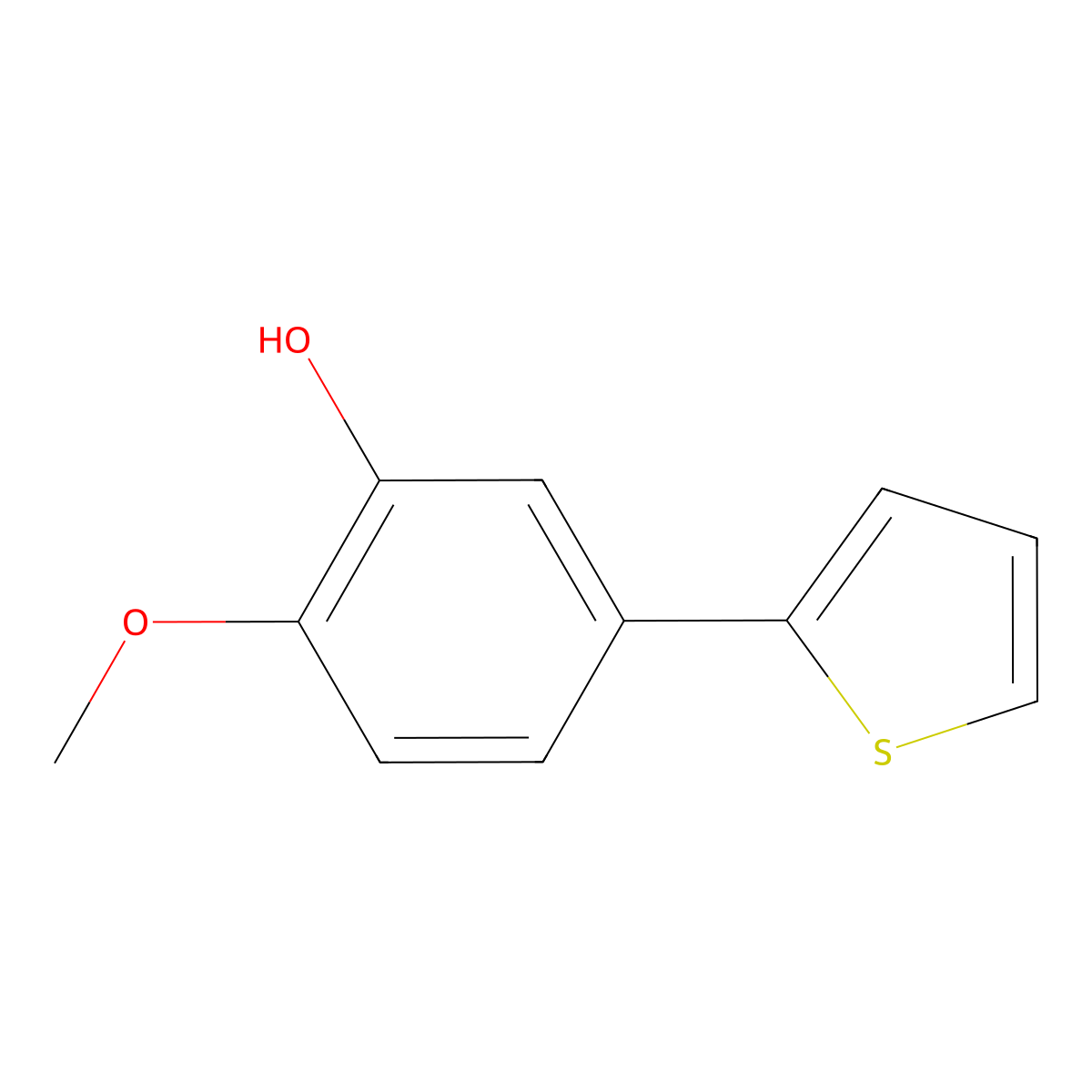 2-Methoxy-5-(thiophen-2-YL)phenol molecular structure, CAS 1261967-06-9