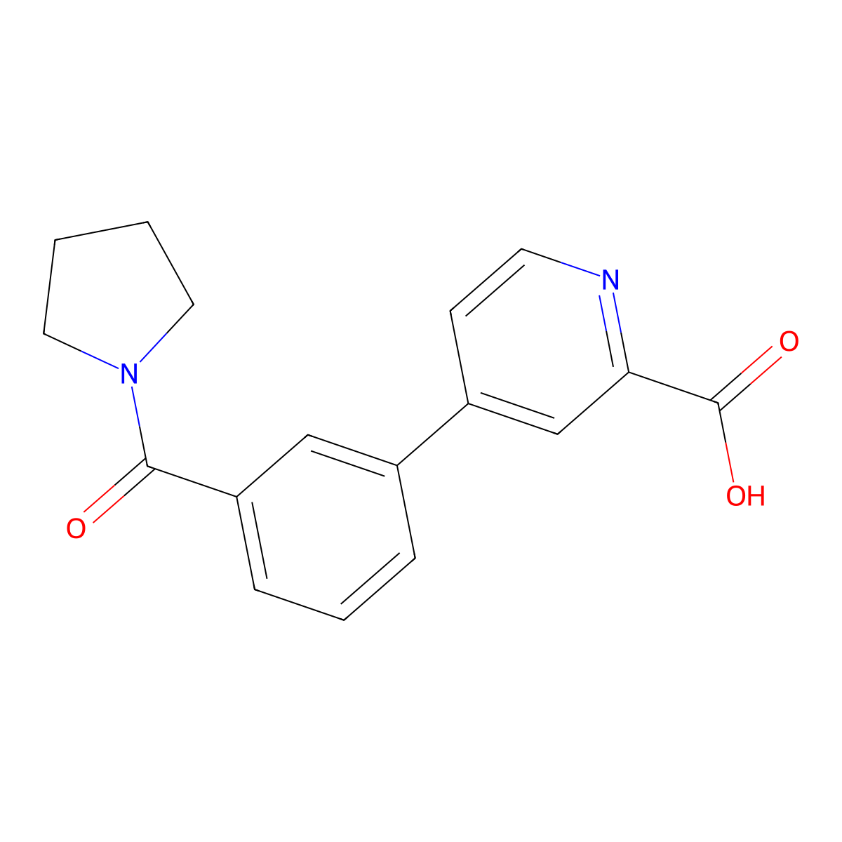 4-(3-Pyrrolidinylcarbonylphenyl)picolinic acid molecular structure, CAS 1261967-25-2