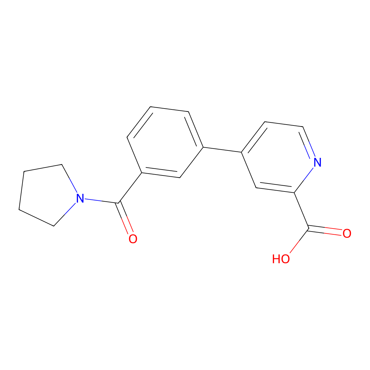 4-(3-Pyrrolidinylcarbonylphenyl)picolinic acid molecular structure, CAS 1261967-25-2
