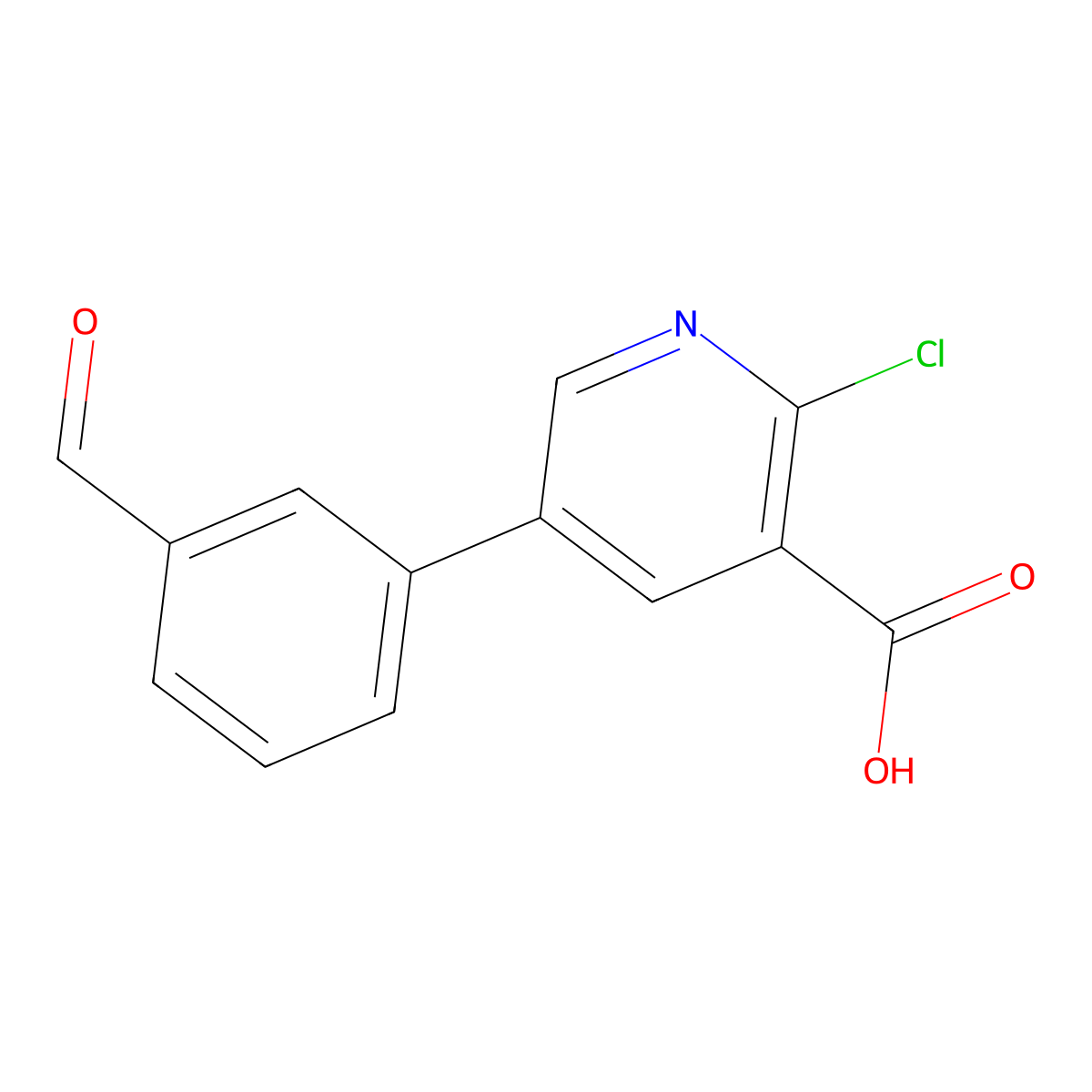 2-Chloro-5-(3-formylphenyl)pyridine-3-carboxylic acid molecular structure, CAS 1261967-26-3