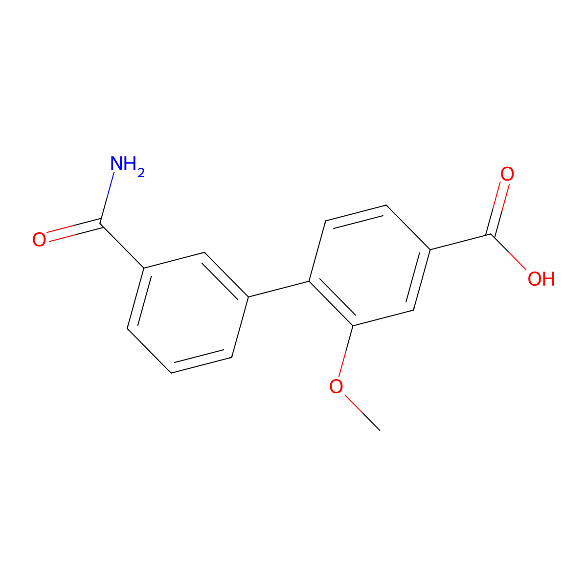 4-(3-Aminocarbonylphenyl)-3-methoxybenzoic acid molecular structure, CAS 1261967-30-9