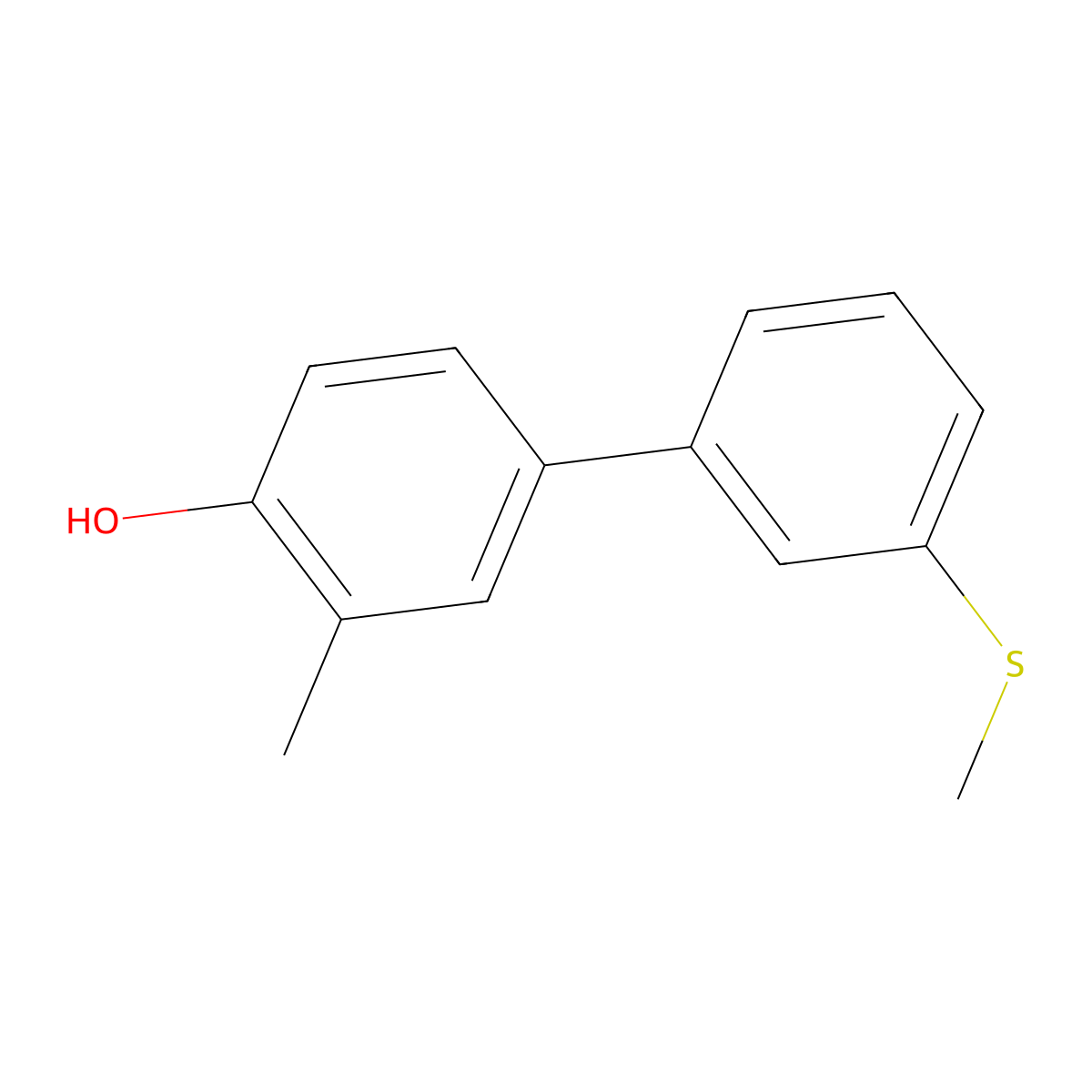 2-Methyl-4-(3-methylthiophenyl)phenol molecular structure, CAS 1261967-42-3