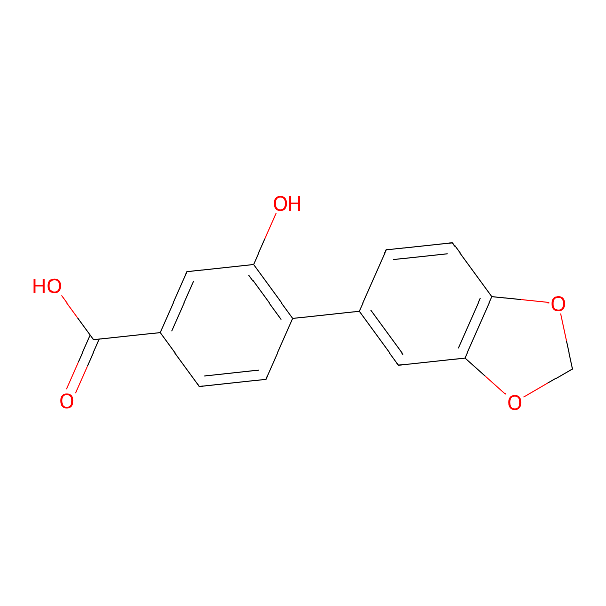 3-Hydroxy-4-(3,4-methylenedioxyphenyl)benzoic acid molecular structure, CAS 1261967-44-5