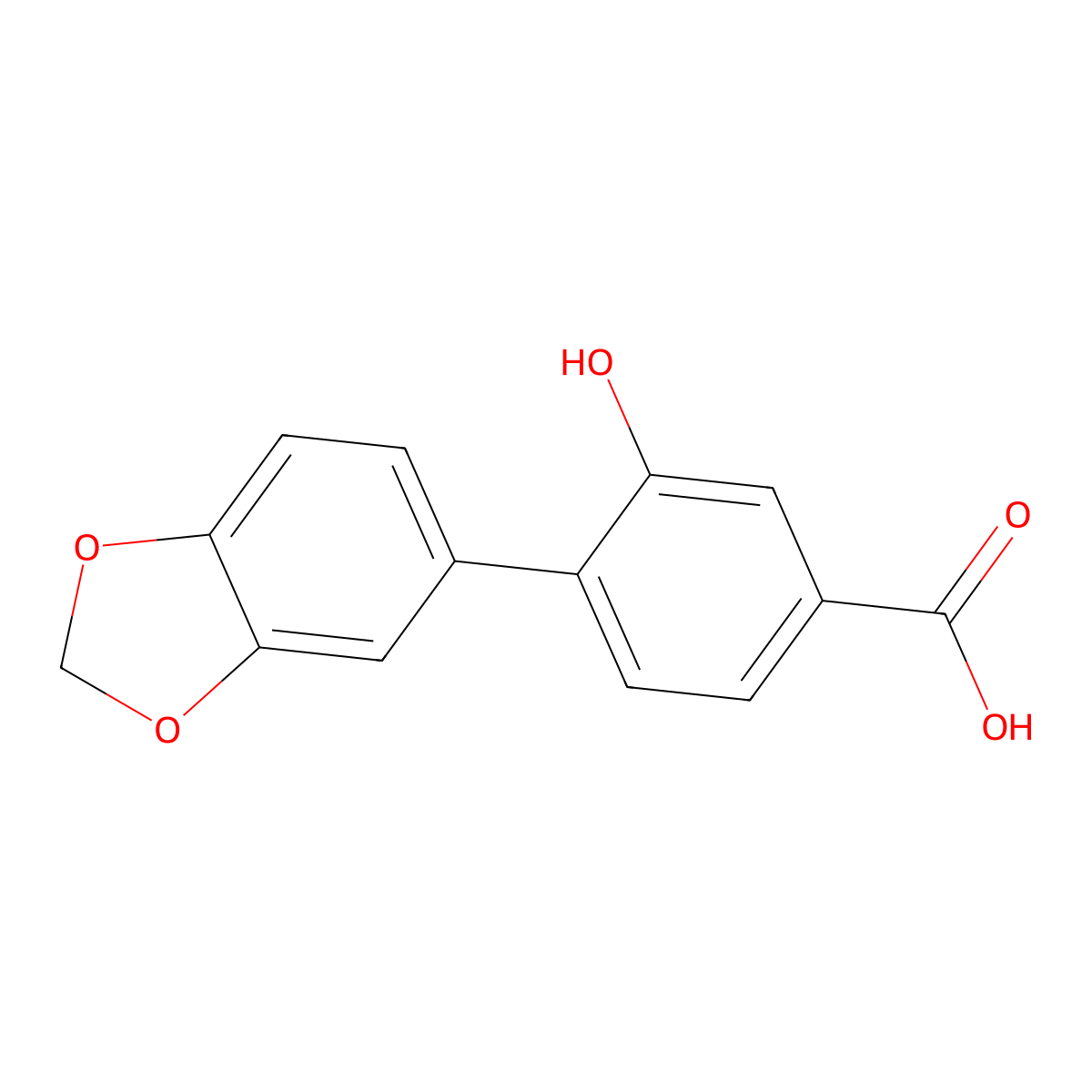 3-Hydroxy-4-(3,4-methylenedioxyphenyl)benzoic acid molecular structure, CAS 1261967-44-5