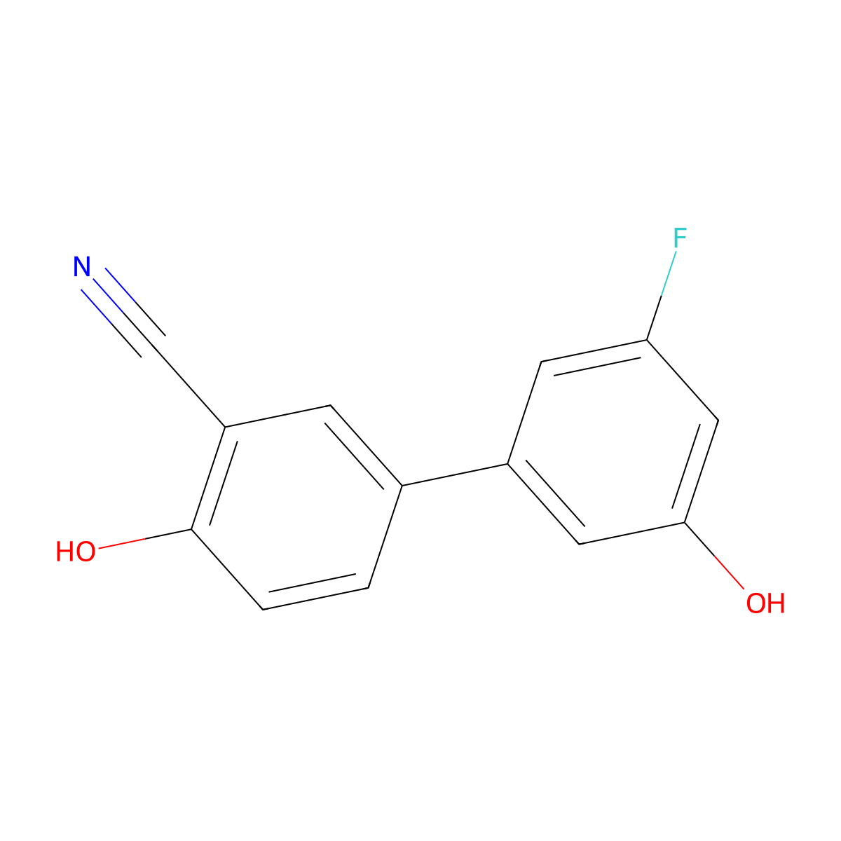 2-Cyano-4-(3-fluoro-5-hydroxyphenyl)phenol molecular structure, CAS 1261967-47-8
