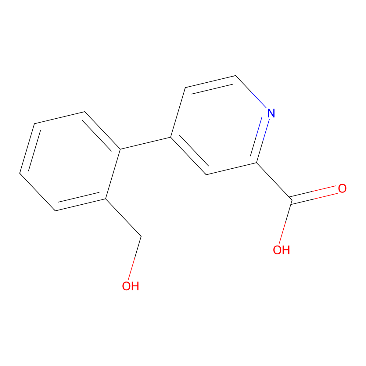 4-(2-Hydroxymethylphenyl)picolinic acid molecular structure, CAS 1261967-65-0