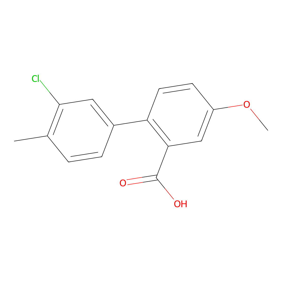 2-(3-Chloro-4-methylphenyl)-5-methoxybenzoic acid molecular structure, CAS 1261967-70-7