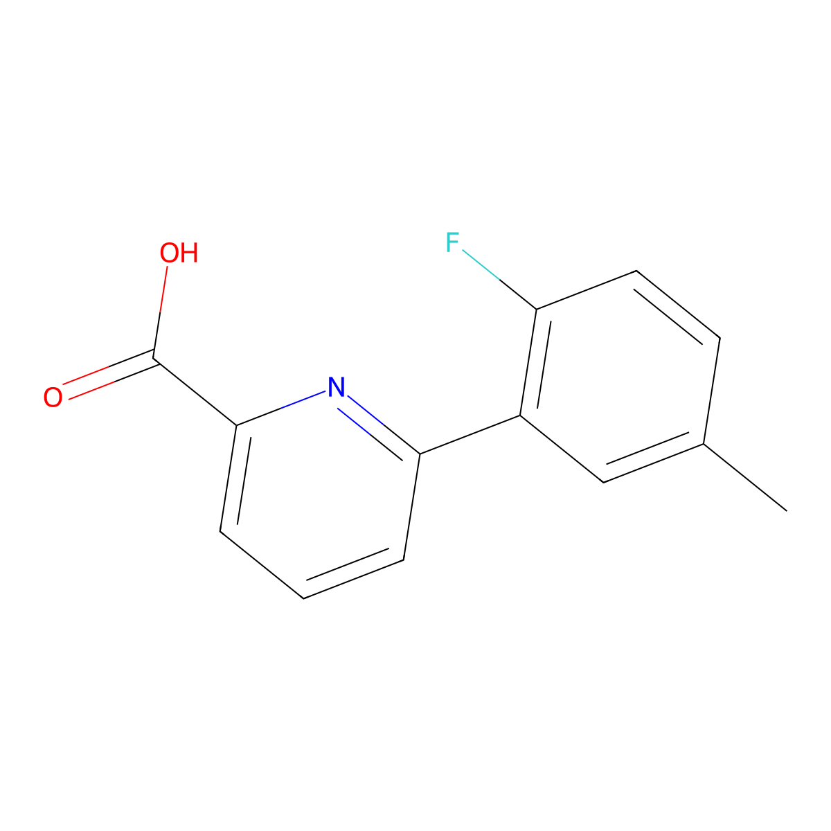 6-(2-Fluoro-5-methylphenyl)picolinic acid molecular structure, CAS 1261967-99-0