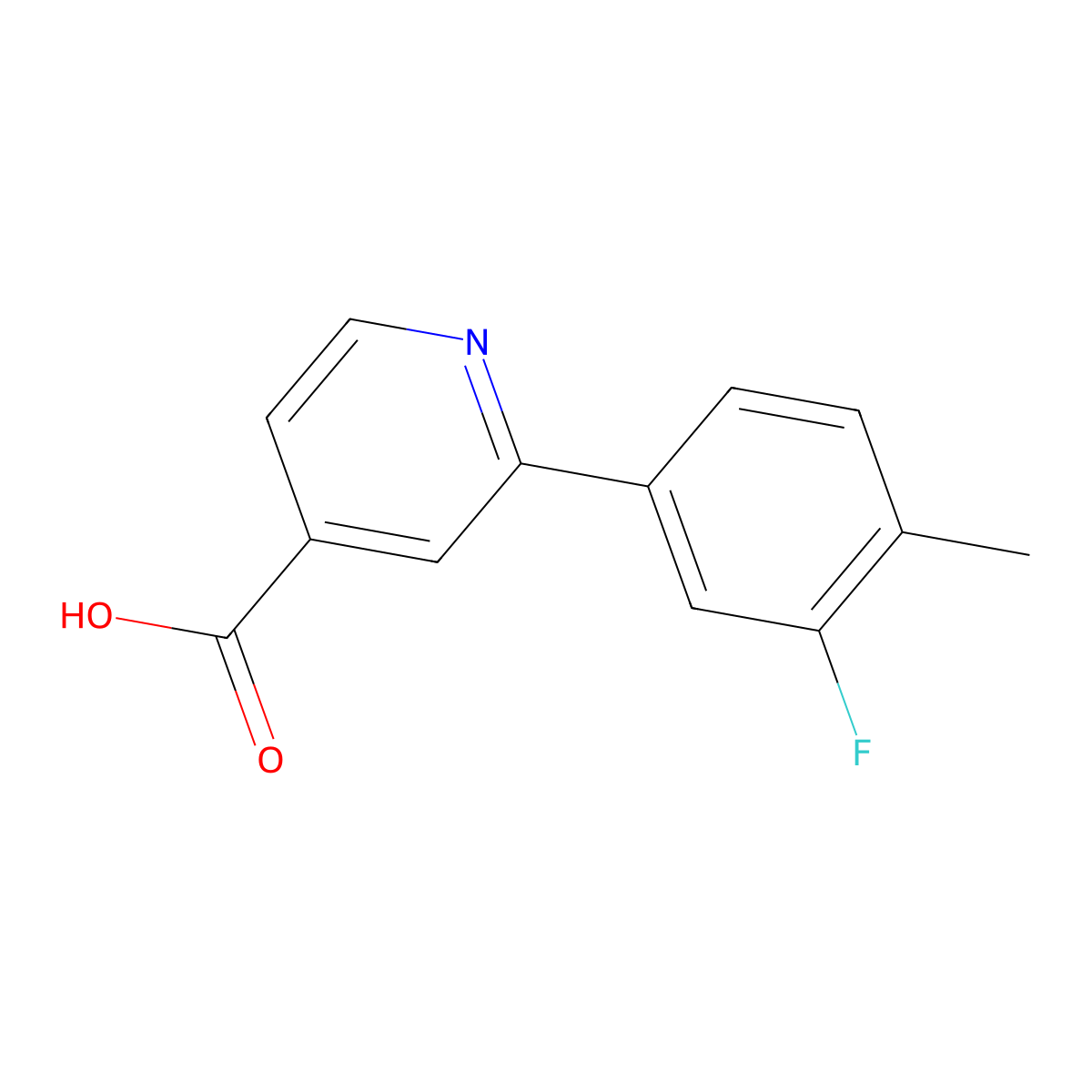 2-(3-Fluoro-4-methylphenyl)isonicotinic acid molecular structure, CAS 1261968-11-9