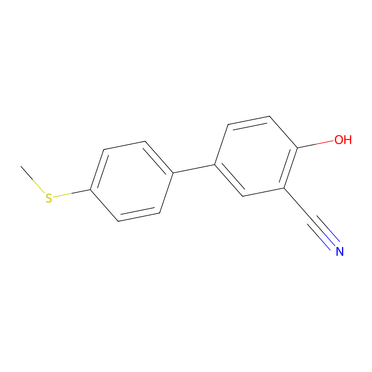 2-Cyano-4-(4-methylthiophenyl)phenol molecular structure, CAS 1261968-18-6