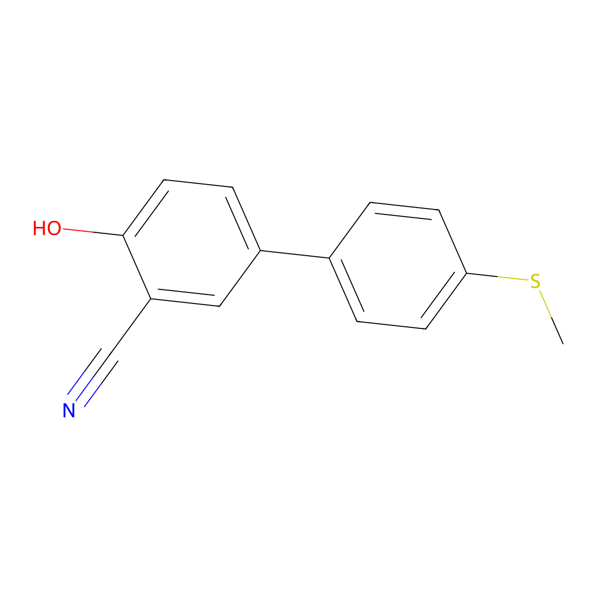 2-Cyano-4-(4-methylthiophenyl)phenol molecular structure, CAS 1261968-18-6