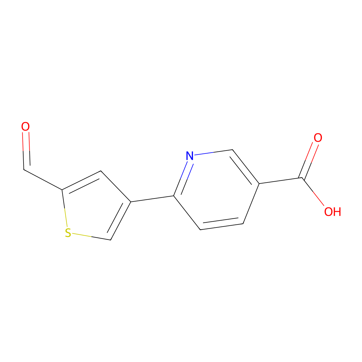 6-(2-Formylthiophen-4-YL)nicotinic acid molecular structure, CAS 1261968-22-2