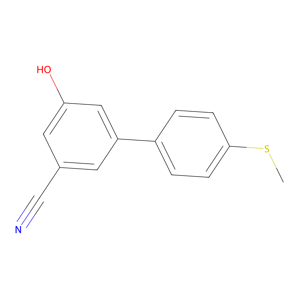 3-Cyano-5-(4-methylthiophenyl)phenol molecular structure, CAS 1261968-27-7