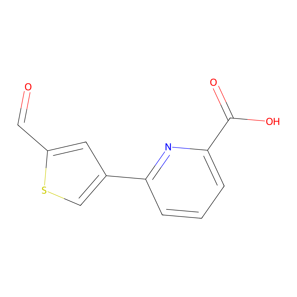 6-(2-Formylthiophen-4-YL)picolinic acid molecular structure, CAS 1261968-31-3