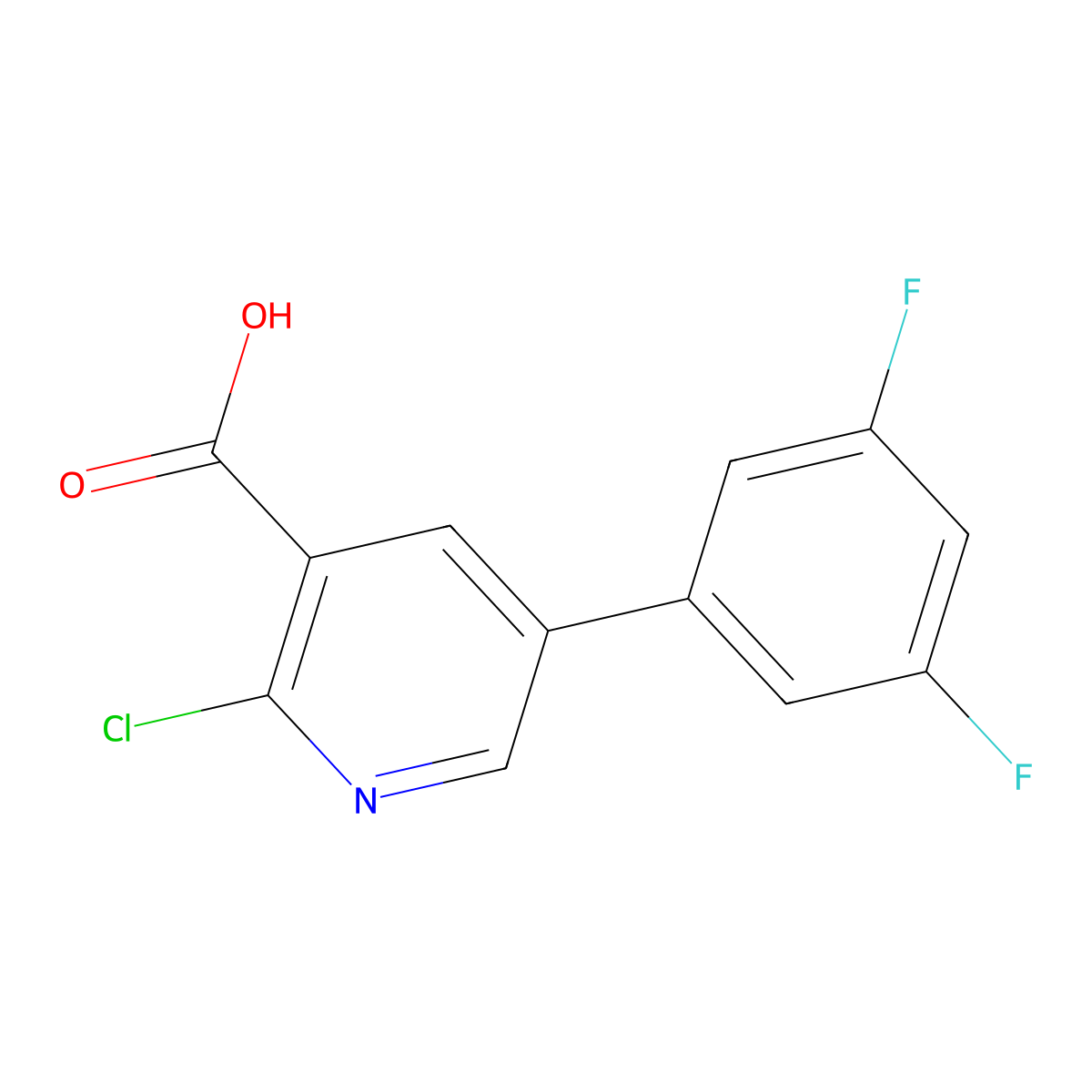 2-Chloro-5-(3,5-difluorophenyl)pyridine-3-carboxylic acid molecular structure, CAS 1261968-55-1