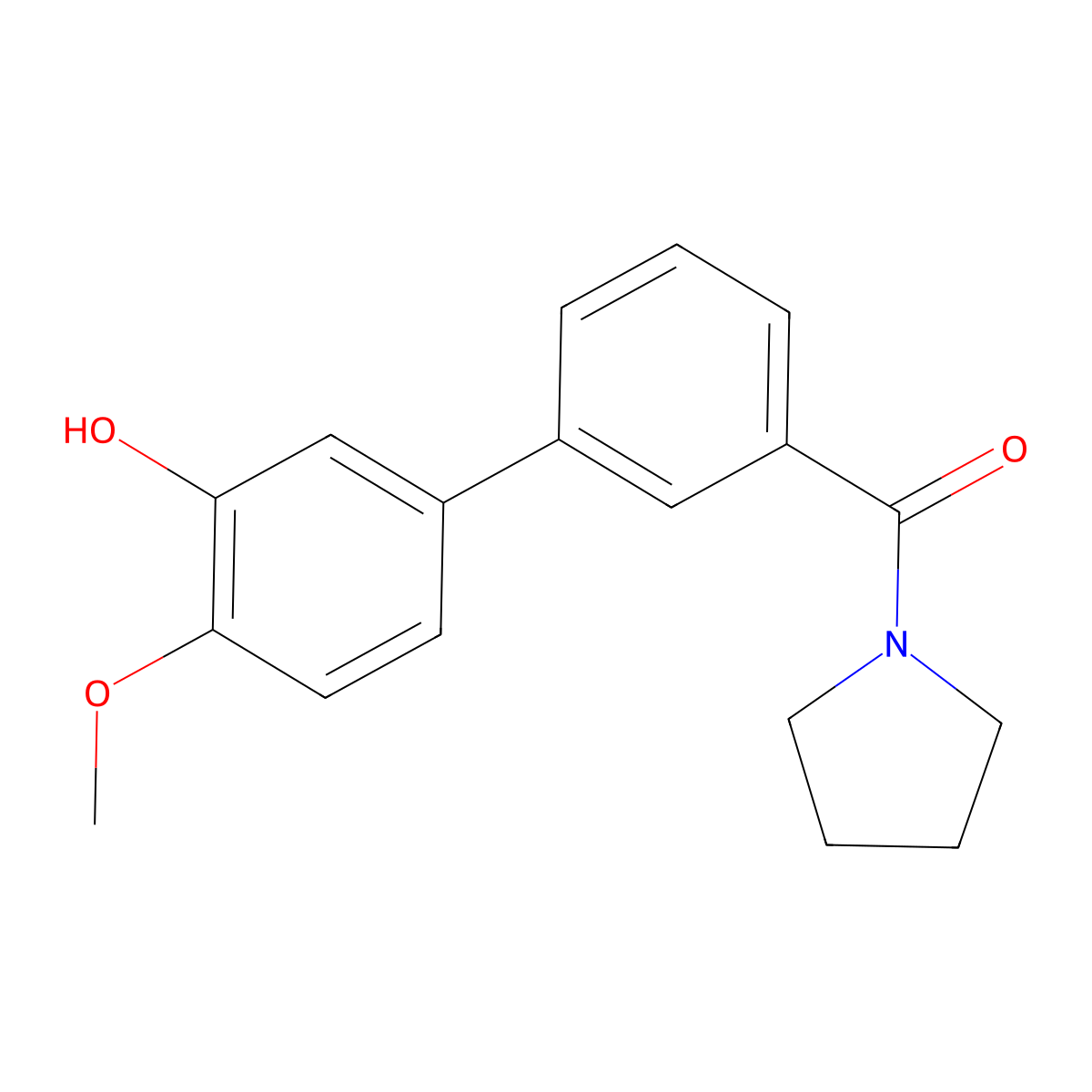 2-Methoxy-5-(3-pyrrolidinylcarbonylphenyl)phenol molecular structure, CAS 1261968-71-1